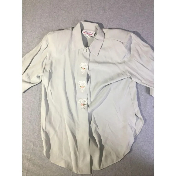 Womens NWT Sears A Statement In Dressing Blouse Sz 12 Made in USA Vintage Green - Picture 1 of 6